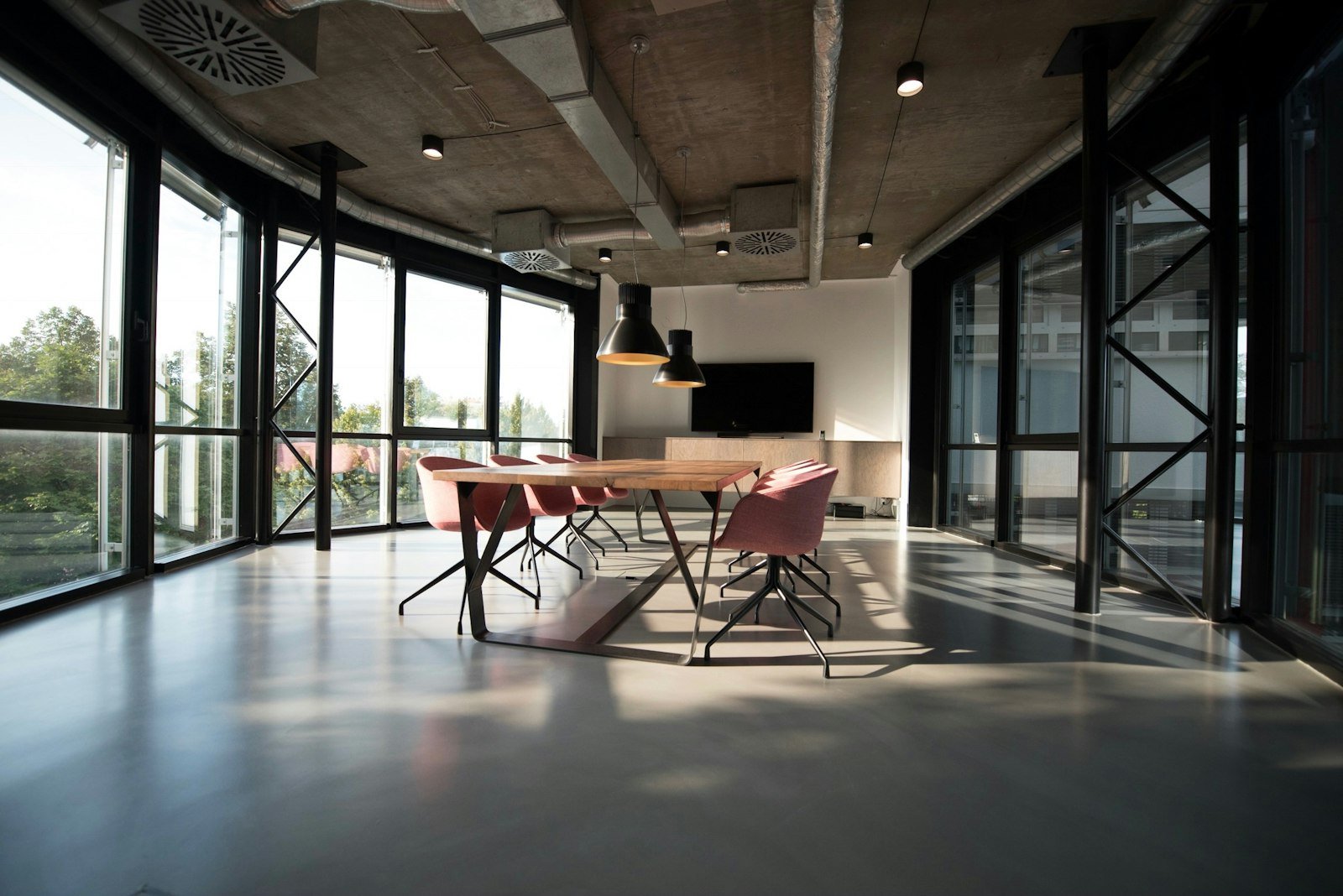 Modern business workspace prepared for collaboration